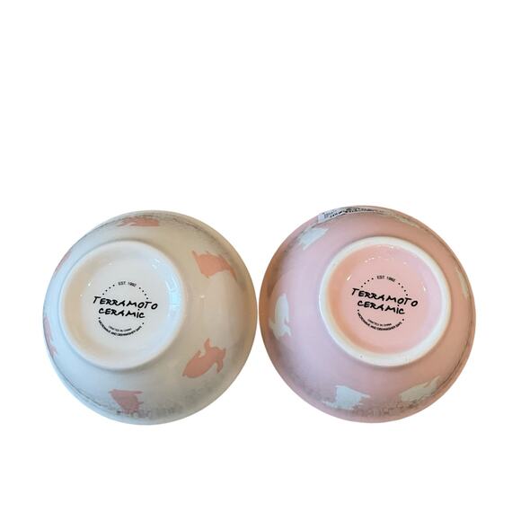 TERRAMOTO CERAMIC Pink & White Bunny Tidbit Bowls Set of 2 Easter Decor New - Picture 11 of 15